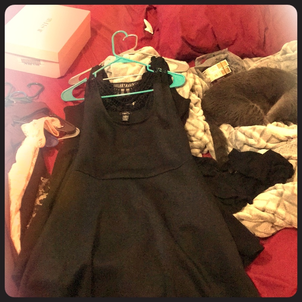 Mini skater black dress plain dress